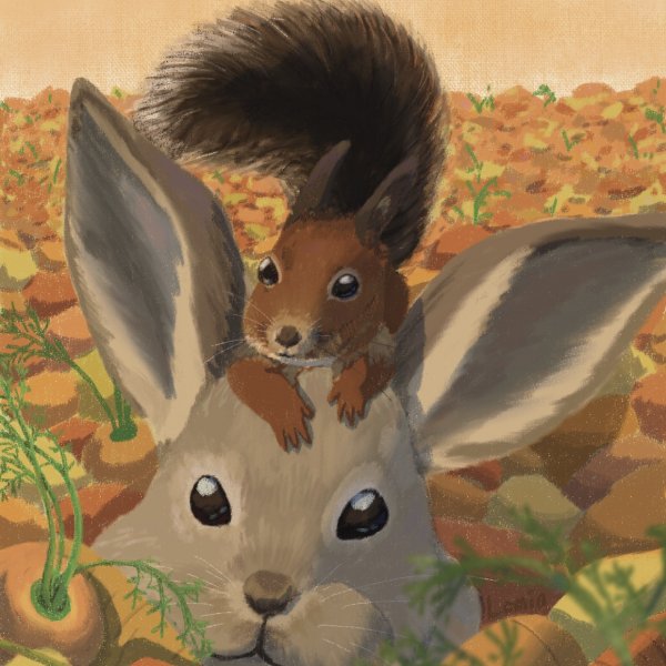 兔子與松鼠：兔年賀卡