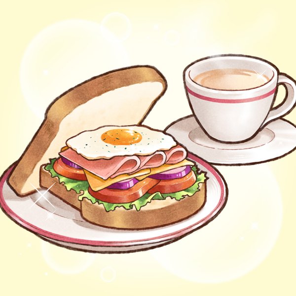 【食物插畫】三文治與奶茶